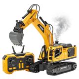 Oyuncak Uzaktan Kumandalı Şarjlı Buharlı Ekskavatör 2.4 GHz Metal Başlıklı Paletli Kepçe 360° Dönen Gövde Sesli Işıklı Kapıları Açılan RC İş Makinesi