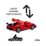 Oyuncak Uzaktan Kumandalı Şarjlı Kapıları ve Bagajı Açılan 24 cm Spor Arabası Işıklı 1:18 Ölçek (Kırmızı)
