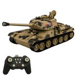 Oyuncak Uzaktan Kumandalı Tank IS-2 Model Sovyet Tankı Sesli Led Işıklı Müzikli Ses ve Atış Efektli Şarjlı Göndesi 360° Dönen RC Tank 1:20 Ölçek 38 CM (Kahverengi)
