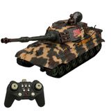 Oyuncak Uzaktan Kumandalı Tank IS-2 Model Sovyet Tankı Sesli Led Işıklı Müzikli Ses ve Atış Efektli Şarjlı Göndesi 360° Dönen RC Tank 1:20 Ölçek 38 CM (Siyah)