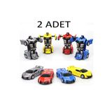 Oyuncakcı&Burada 2 Adet Çarpınca Robot Olan Araba Transformers Car İttir Bırak Tek Tuşla Robota Dönüşen Araba