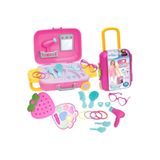 Oyuncakhane Frozen Elsa Oyuncak Güzellik Set Bavulum + Sürülebilir Çilek Makyaj Set Evcilik Oyuncakları Depomiks