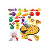 Oyuncakhane Minik Şef Mutfak Seti 24 Pcs Kesilebilir Meyve Sebze Ve 16 Parça Aksesuarlı Tepsili Pizza Oyuncak
