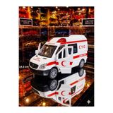 OYUNCAKSAHİLİ AMBULANS DİECAST METAL 112 ACİL OYUNCAK 4 SİREN SESLİ 14.5CM MİNİBÜS ÇEKBIRAK MODEL 3 KAPI AÇILIR