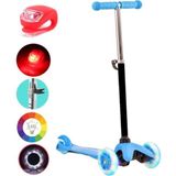 Oyuncakzade 3 Tekerlekli Frenli LED Işıklı Boy Ayarlanabilir Mavi Twist Scooter + 1 Adet Çakar LED Hediye