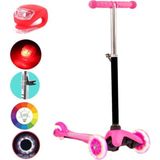Oyuncakzade 3 Tekerlekli Frenli LED Işıklı Boy Ayarlanabilir Pembe Twist Scooter 1 Adet Çakar LED Hediye