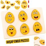 OyuncakZade Ahşap Eğitici Öğretici Yapboz Bultak Duyusal Oyuncak Emoji Puzzle