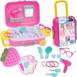 Oyuncakzade Frozen Elsa Oyuncak Güzellik Set Bavulum + Sürülebilir Çilek Makyaj Set Evcilik Oyuncakları Depomiks