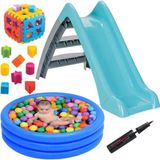Oyuncakzade Kaydırak Set + 100 Adet Top + Havuz + Bultak Küp Şişirme Pompası