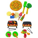 Oyuncakzade Mangal Seti 7 Parca +Pizza Seti 16 Parca Evcilik ve Mutfak Seti Oyun Seti Oyuncak 2 Li Set