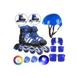 OyuncakZade Mavi Işıklı Teker Ayarlanabilir Çocuk Alıştırma Paten 2 Fonksiyon + Çakarlı Kask Dizlik Set