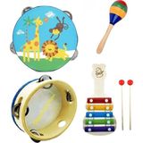 Oyuncakzade Montessori Müzik Ritim Seti Klisefon- Ahşap Zilli Tef - Zilli Marakas Müzik Aletleri