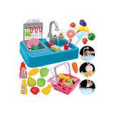 OyuncakZade Mutfak Çeşmeli + Aksesuarlı Market Sepeti + Tabaklar + Kesilebilen Meyve Set Lavabo Set