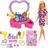 Oyuncakzade Oyuncak Bebek Barbie + Barbie Güzellik Salonu + Mini Makyaj Seti