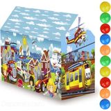Oyuncakzade Oyuncak Çadır Oyun Evi Erkek Çocuk Oyun Çadırı Kolay Kurulum Kaydırmalı Puzzle ve 10 Top Hediyeli