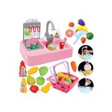 OyuncakZade Oyuncak Mutfak Çeşmeli Lavabo Set + Aksesuarlı Market Sepeti + Tabaklar + Kesilebilen Meyve Set