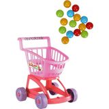 Oyuncakzade Pembe Oyuncak Market Arabası + 15 Adet Renkli Havuz Topları