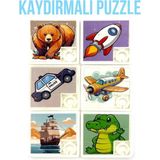 Oyuncakzade Puzzle Eğitici Zeka Geliştirici Kaydırmalı Yapboz Oyuncak 6 Adet
