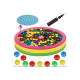 OyuncakZade Yumuşak Taban Çocuk Havuzu 114x25 + 100 Adet Havuz Topu + Sevimli Kule + Bultak Küp + Pompa Hediye