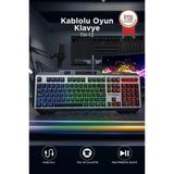 Oyuncu Klavyesi Rgb Işıklı Mekanik Ergonomik Kablolu Klavye Tk13 Siyah