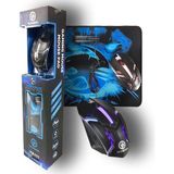 Oyuncu Mouse + Mouse Pad Set, Yüksek Kalite, Rgb Işıklı Gaming Mouse ve 30X24CM Desenli Oyuncu Mousepad (Mavi)