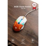 Oyuncu Mouse Rgb Aydınlatma Kablolu Gaming Mouse Tm24 Beyaz