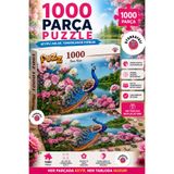 OYUNKAFASI 1000 Parça Puzzle Tavus Kuşu ve Çiçek Manzaralı Yetişkin Puzzle 69x50 cm Eğitici Zeka Oyunu
