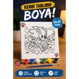 OYUNKAFASI 20x20 cm Sonic | Tuval Boyama Seti | 6'lı Akrilik Boya + 1 Fırça | Çocuk Boyama Tuvali