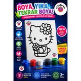 OYUNKAFASI 25x35 cm Hello Kity Tuval Boyama Seti | 6'lı Akrilik Boya + 1 Fırça | Çocuk Boyama Tuvali