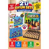 OYUNKAFASI 2’li Set Hedef 5 ve Ahşap Satranç 2’li Zeka Strateji Oyun Seti – Çocuk ve Aile Masa Oyunu