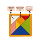 OYUNKAFASI 7 Parça Eğitici Renkli Ahşap BÜYÜK BOY Tangram Akıl Zeka Mantık Ve Strateji Oyunu