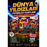 OYUNKAFASI Dünya Yıldızları Futbolcu Kartları | 100 Kart | 50 Paket Gönderim | Koleksiyon Kartı | Futbol Kartları
