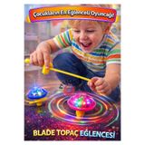 OYUNKAFASI Işıklı Blade Topaç Çek Bırak Dönen Oyuncak LED Işıklı Spinner Top Çocuk Oyuncağı