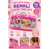 OYUNKAFASI Mini Çanta İçinde Renkli Kalın Lastik Toka Seti (100+ Adet, Karışık Renk)