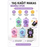 OYUNKAFASI Taş Kağıt Makas Basmalı Mini Oyun Süs Karışık Renk 1 Adet (Mavi-Mint-Lila-Pembe-Siyah)