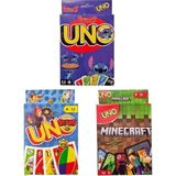 Oyunsal Brawlstars Uno + Minecraft Uno + Stitch Uno Oyun Kartları 3'lü Set