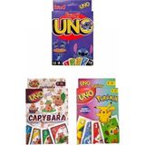 Oyunsal Capybara Uno + Pokemon Uno + Stitch Uno Oyun Kartları 3'lü Set - Çok Renkli