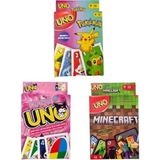 Oyunsal Kuromi Uno + Minecraft Uno + Pokemon Uno Oyun Kartları 3'lü Set