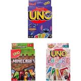 Oyunsal Lilo& Stitch Uno + Minecraft Uno + Labubu Uno Oyun Kartları 3'lü Set - Çok Renkli