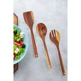 Öz Ahşap Erik Ağacı Tahta kaşık El Yapımı 3 Parça 28 cm Salata Seti , Çatal , Kaşık , Spatula