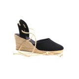 OZ AYAKKABI Gerçek Elişi Siyah Kadın Dolgu Topuk Espadril Handmade