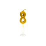 Öz-bal Küçük Boy Rakam Gold Mum - 8 cm Gold Renkli Doğum Günü ve Parti Mumları