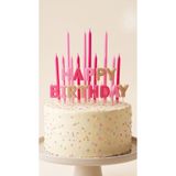 Öz-bal Pembe Happy Birthday Harf Mum Ve Uzun Çubuk Pasta Mumu Seti Doğum Günü Süsü