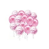 Öz-bal Pembe Konfetili Şeffaf Balon Metalik Pembe Balon Seti 20 Adet