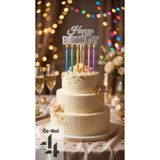 Öz-bal Renkli Metalik Uzun Doğum Günü Mumu Ve Gümüş Happy Birthday Pasta Süsü Seti