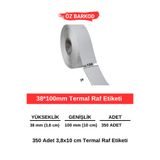 ÖZ BARKOD 38x100 mm Termal Raf Etiketi 350’li – Direkt Termal Yazıcı Uyumlu, Barkod & Fiyat Etiketi
