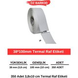 Öz Barkod 38X100 mm Termal Raf Etiketi 350’LI – Direkt Termal Yazıcı Uyumlu, Raf Etiketi - 38 x 100 mm