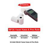 ÖZ BARKOD Termal Yazar Kasa&pos Rulo 58mm X 16 Metre - 10 Adet Termal Rulo