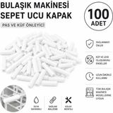 Öz Beyaz Eşya _100 Adet Beyaz _ Bulaşık Makinesi Sepet Ucu Plastik Kapak _ Pas ve Küf Önleyici Çizilmeyi Engeller