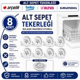 Öz Beyaz Eşya Arçelik 4460 Bulaşık Makinesi Alt Sepet Tekerleği 8 Adet Beyaz